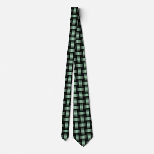 Green Black Weave Pattern Krawatte (Rückseite)