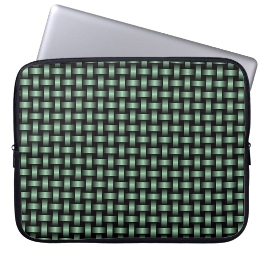 Green Black Weave Pattern Laptopschutzhülle (Vorderseite)
