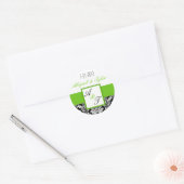 Green Black Wedding Monogram Damask Sticker (Umschlag)