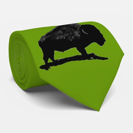Green, Black & White Buffalo Neck Ties Krawatte (Gerollt)