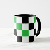Green Black White Checkered Pattern Design  Tasse (VorderseiteRechts)