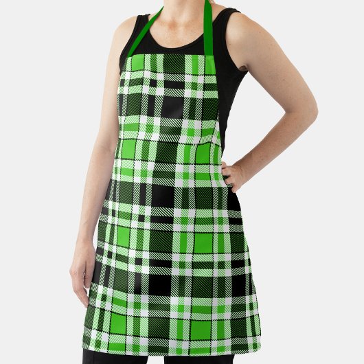 Green Black White Flannel Tartan Pattern Design Schürze