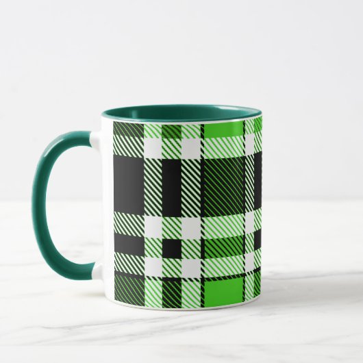 Green Black White Flannel Tartan Pattern Design Tasse (Links)