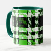 Green Black White Flannel Tartan Pattern Design Tasse