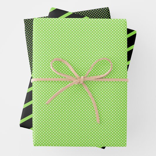 Green, Black & White Geschenkpapier Set