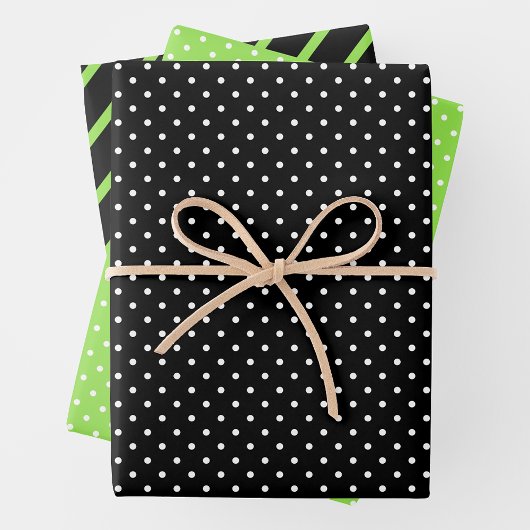 Green, Black & White Geschenkpapier Set