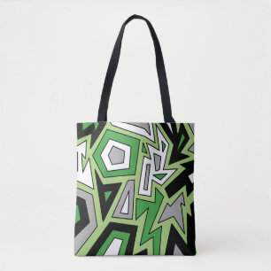 Green Black White Gray Aro Geometric Abstract Tasche