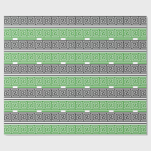 Green Black White Greek Key Fret Pattern Design  Geschenkpapier (Flach)