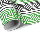 Green Black White Greek Key Fret Pattern Design  Geschenkpapier (Rolleneckpunkt)