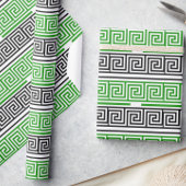 Green Black White Greek Key Fret Pattern Design  Geschenkpapier