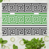 Green Black White Greek Key Fret Pattern Design  Geschirrtuch (Gefaltet)