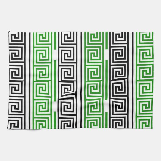 Green Black White Greek Key Fret Pattern Design  Geschirrtuch (Horizontal)