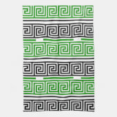 Green Black White Greek Key Fret Pattern Design  Geschirrtuch (Vertikal)