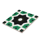 Green Black White Moroccan Mosaic Geometric Fliese (Seite)