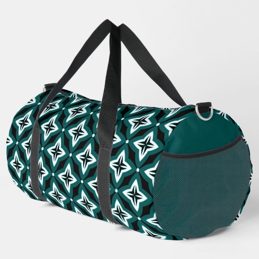 Green Black & White Ogee Muster Duffle Bag (Rechte Ecke)