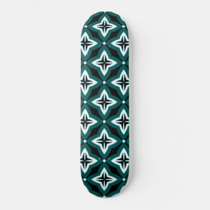 Green Black & White Ogee Muster Skateboard