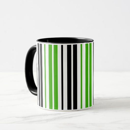 Green Black White Stripes Pattern Design  Tasse (Vorderseite Links)