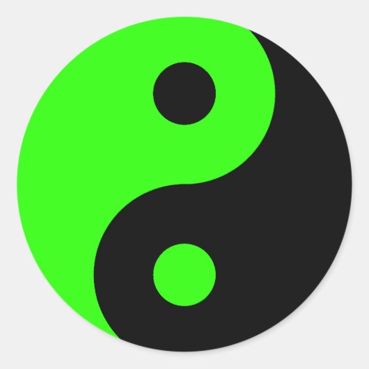 Green & Black Yin Yang Symbol Sticker (Vorderseite)