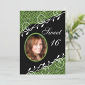 Green & Black Zebra Print Sweet 16 Einladung (Stehend Vorderseite)