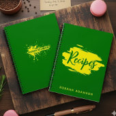 Green Blank Recipe Pages Journal with Yellow Name  Notizblock