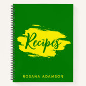 Green Blank Recipe Pages Journal with Yellow Name  Notizblock (Vorderseite)