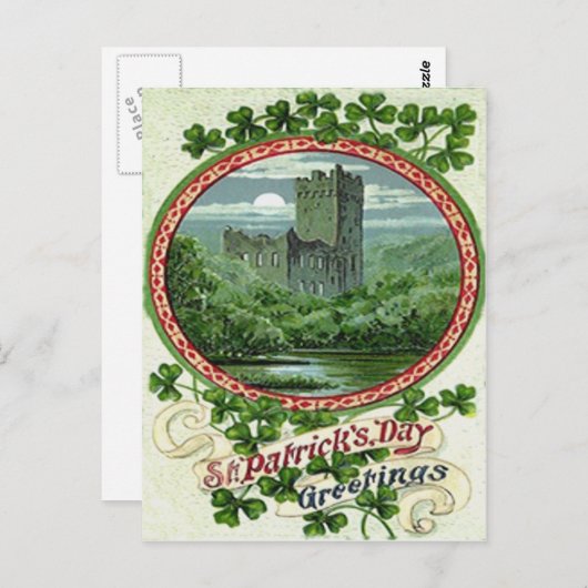 Green Blarney Castle Ireland Kleeblatt Postkarte (Vorne/Hinten)