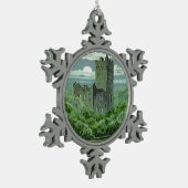 Green Blarney Castle Ireland Kleeblatt Schneeflocken Zinn-Ornament (Links)