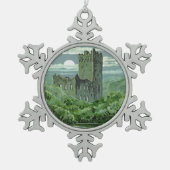 Green Blarney Castle Ireland Kleeblatt Schneeflocken Zinn-Ornament (Vorderseite)