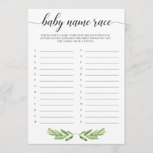 Green Blätter Baby Shower Baby Name Race Game