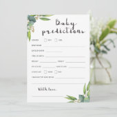Green Blätter Baby Shower Baby Predictions Card (Stehend Vorderseite)