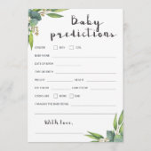 Green Blätter Baby Shower Baby Predictions Card (Vorderseite)