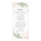 Green Blätter & Blush Wedding Program Card Werbekarte (Vorne)