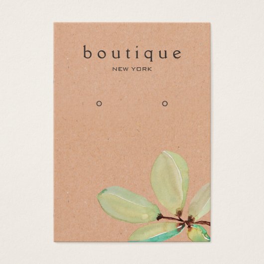 Green Blätter Branch Earring Display Card (Vorderseite)