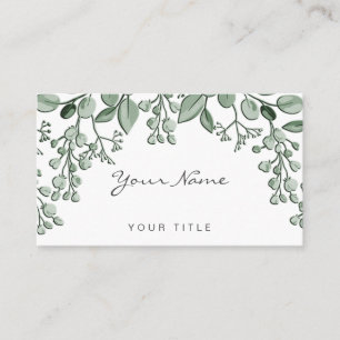 Green Blätter Floral Business Card Visitenkarte