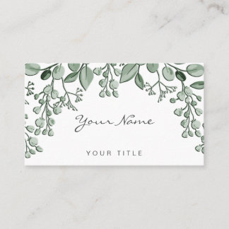 Green Blätter Floral Business Card Visitenkarte