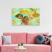 Green Blätter Gold-Blätter Leinwanddruck (Insitu (Wohnzimmer))