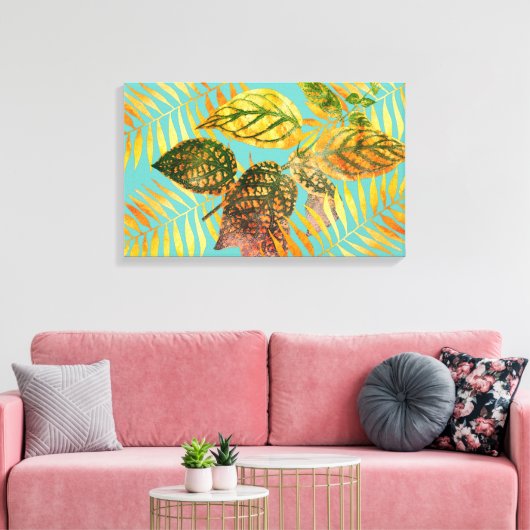 Green Blätter Gold-Blätter Leinwanddruck (Insitu (Wohnzimmer))