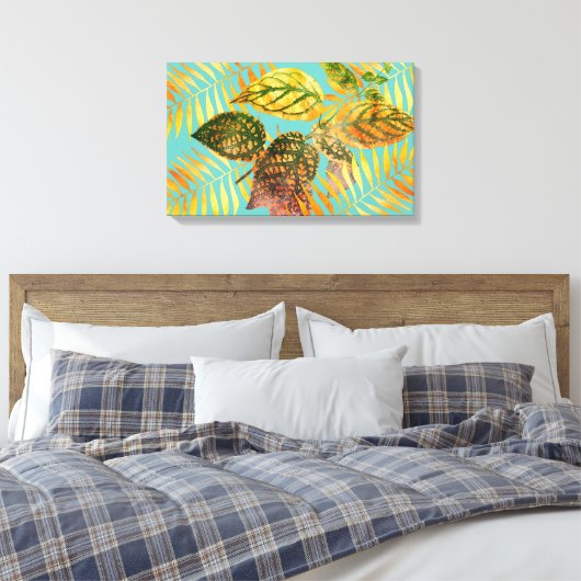 Green Blätter Gold-Blätter Leinwanddruck (Insitu (Schlafzimmer))