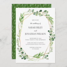 Green Blätter gold Terrarium Hochzeitseinladung