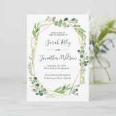 Green Blätter gold Terrarium Hochzeitseinladung Einladung (Stehend Vorderseite)