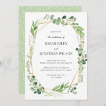 Green Blätter gold Terrarium Hochzeitseinladung