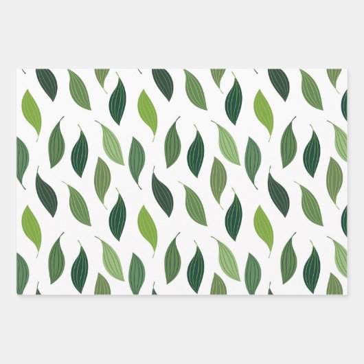 Green Blätter Muster Wrapping Paper Set (Vorderseite 3)