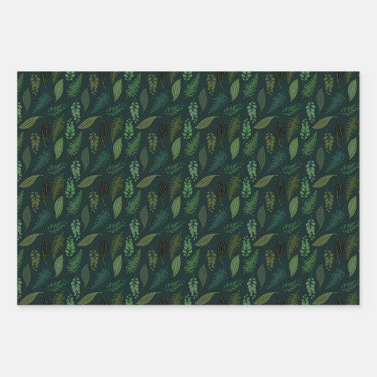 Green Blätter Muster Wrapping Paper Set (Vorderseite)