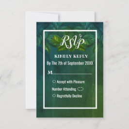 Green Blätter Rustic Vintage Wedding RSVP Card Einladung