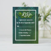 Green Blätter Rustic Vintage Wedding RSVP Card Einladung (Stehend Vorderseite)