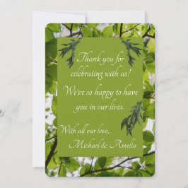 Green Blätter Wedding Dankeschön Card Dankeskarte