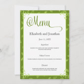 Green Blätter Wedding Reception Menu Card Einladung (Vorderseite)