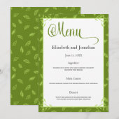 Green Blätter Wedding Reception Menu Card Einladung (Vorne/Hinten)