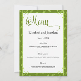 Green Blätter Wedding Reception Menu Card Einladung
