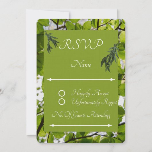 Green Blätter Wedding Rounded UAWG Response Card (Vorderseite)